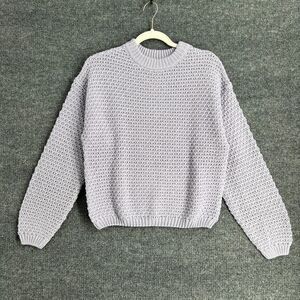 Universal Thread Womens Textured Knit Sweater Pullover Size S Lavender Cropped